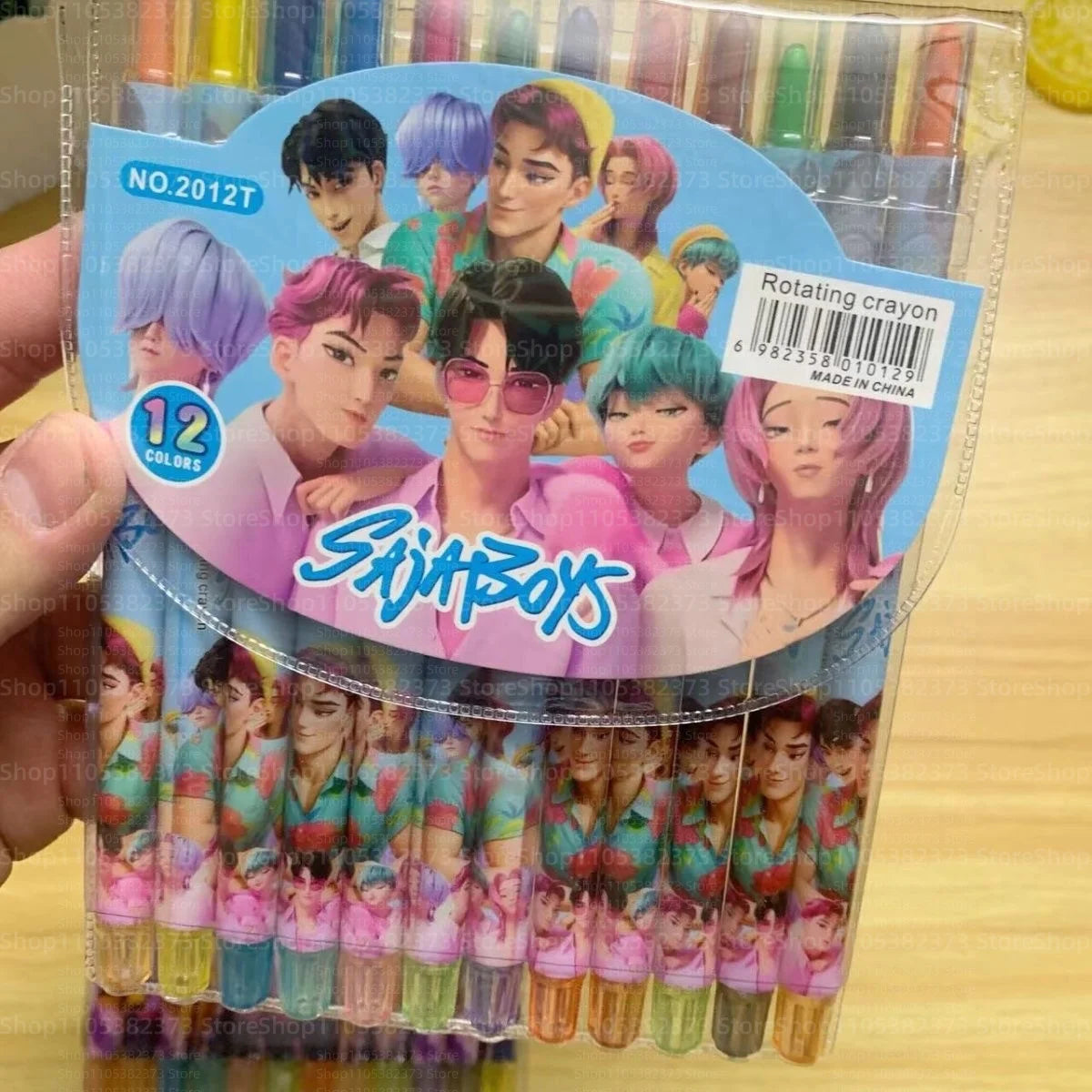 Popular rotating crayons girl group style 12 colors cute drawing tools for kids students daily coloring painting stationery