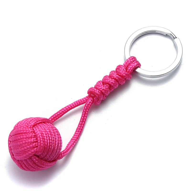 Military Parachute Woven Rope Ball Keychain Paracord Lanyard Key Ring Monkey Fist Key Chains Outdoors Survival Tool Jewelry
