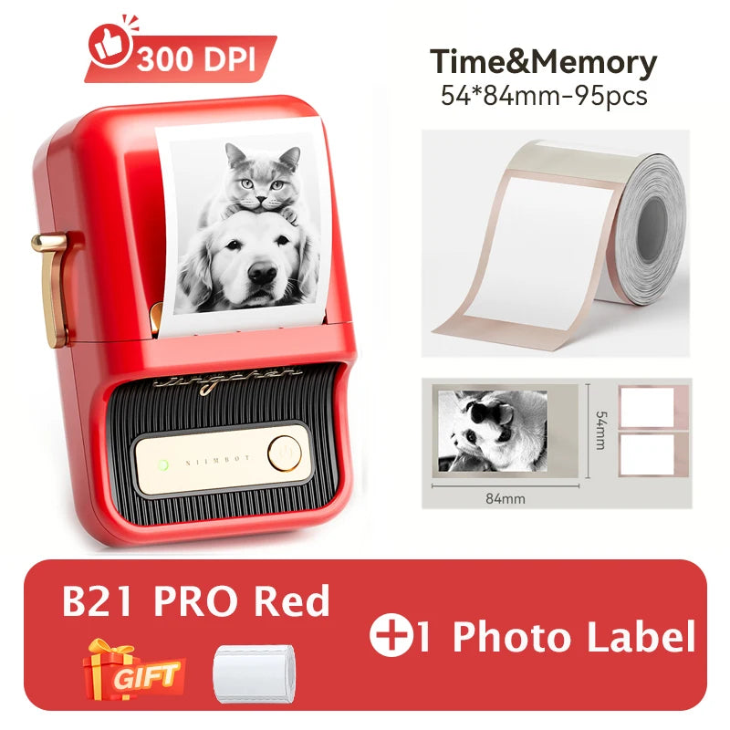 Niimbot B21 Pro 300DPI HD Printing Portable Thermal Printer Self-adhesive Label Printer Sticker Maker For Photos Receipts Note