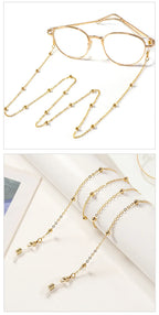 Metal Gold Round Beads Glasses Chain; Multi-Functional Fashionable Multi-Functional Collar Chain; Belt Accessory