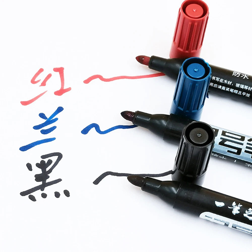 1-100Pcs Waterproof Oil-based Marker Pen Quick Dry Black Blue Red Ink Permanent for Metal Glass Stationery Art School Supply