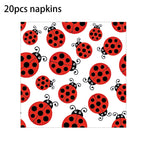 Insect Ladybug Party Disposable Tableware Sets Kids Birthday Plates Cups Napkins For Baby Shower Party Dinnerware Decoration