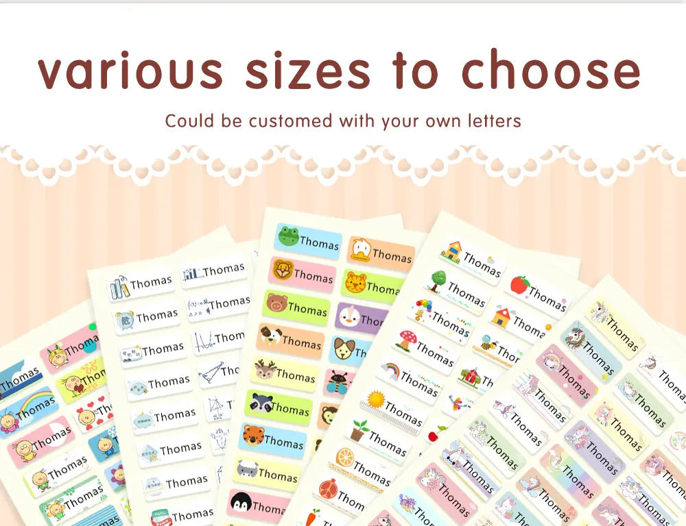 Custom Hebrew Waterproof Self-adhesive Baby Name Sticker Personalized Kids School Label Kindergarten Stationery Tag