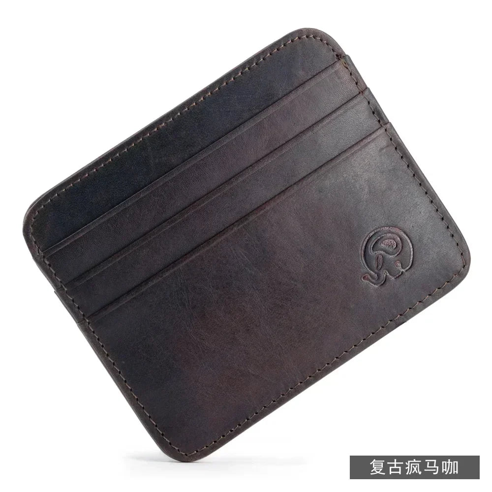 New Thin Genuine Leather Mini Wallet Slim Bank Credit Card Holder Men's Business Small ID Case for Man Purse 6 Slots Cardholder