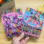 Popular rotating crayons girl group style 12 colors cute drawing tools for kids students daily coloring painting stationery