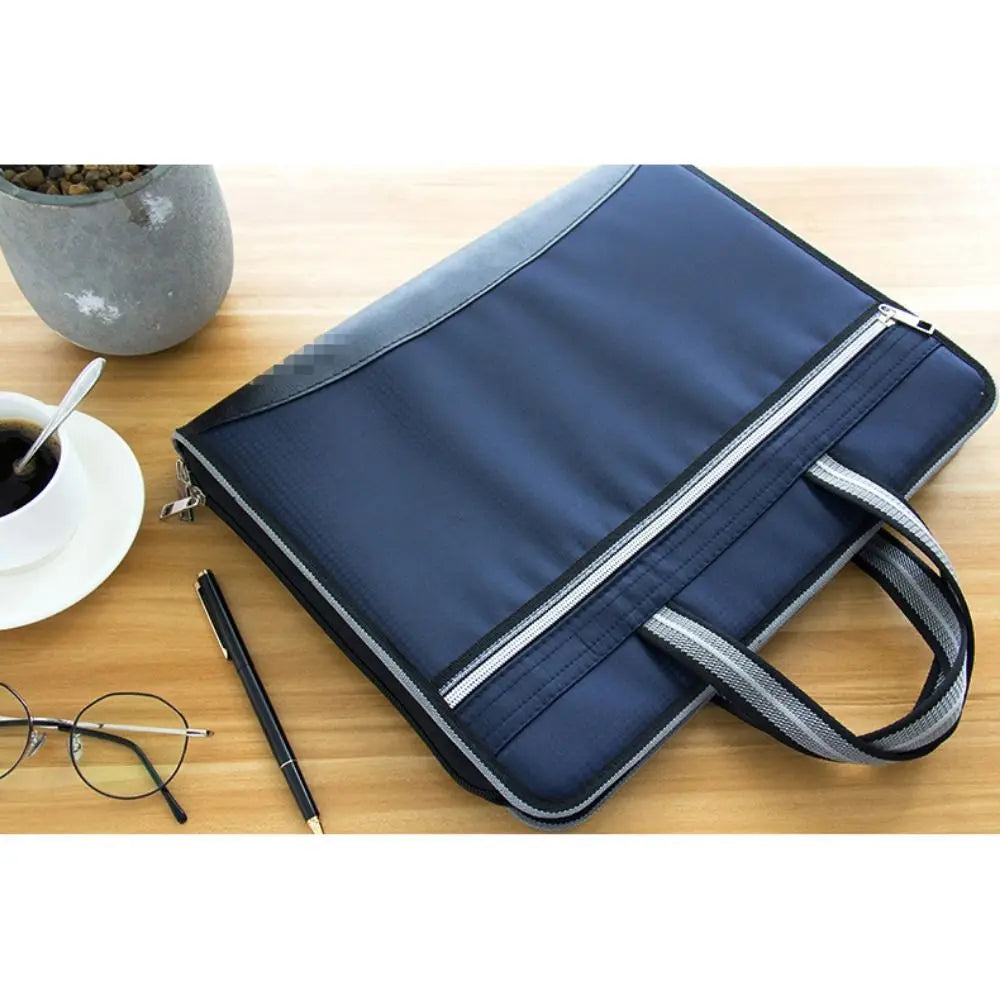 Versatile Canvas A4 Documents File Bag Large Capacity Double Zipper Accordion Folder 12-Layer Business Briefcase