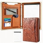 A4 Zippered Portfolio Organizer with 3-Ring Binder, Tablet Sleeve, Card Slots, Phone Pocket and Memo Pad