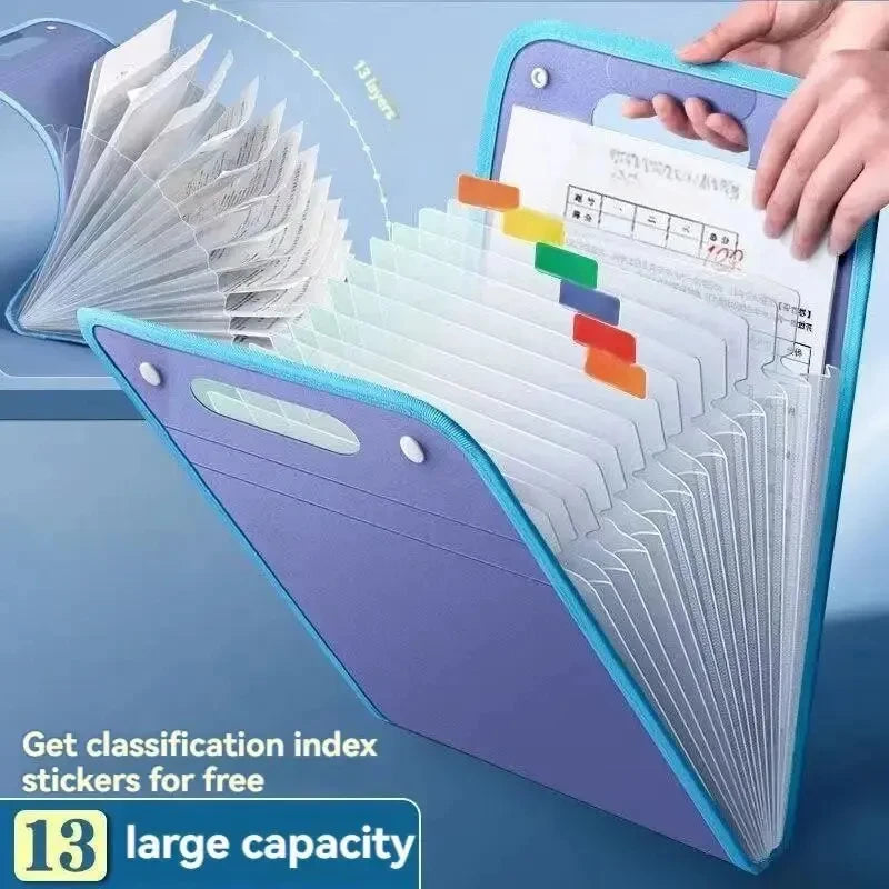 1pc Accordion design Folder, providing ample space for organizing student test papers and other documents into different layers