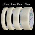 20M Strong Fixation Mesh Tape Transparent Single Side Adhesive Seal Grid Tape Waterproof Strapping Packaging Fiberglass Tapes