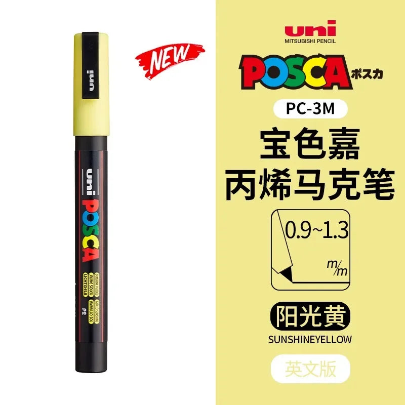uni POSCA POP Water-Based Marker,Assorted Colors PC-1M/3M/5M 0.7~2.5mm Tips Professional Acrylic Paint Pen for Artists&Designers