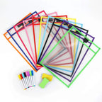 Waterproof Document Storage Pouch Reusable Dry Erasable File Bag Kids Transparent Diy Pockets Hanging File For Teaching Supplies