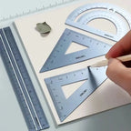 Maths Protractor Triangle Ruler Geometry Straightedge Examination Stationery School Supplies Aluminium Ruler Set Metal Rulers