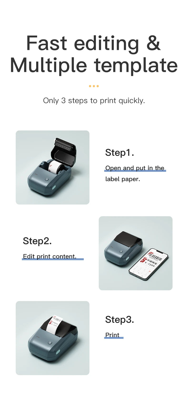 Niimbot B1 Mini Bluetooth Thermal Label Printer Portable Self-Adhesive Sticker Maker, Pocket Thermal Label Machine, Compatible With Mobile Phone & PC, Ideal For Home Office School Small Business Organization
