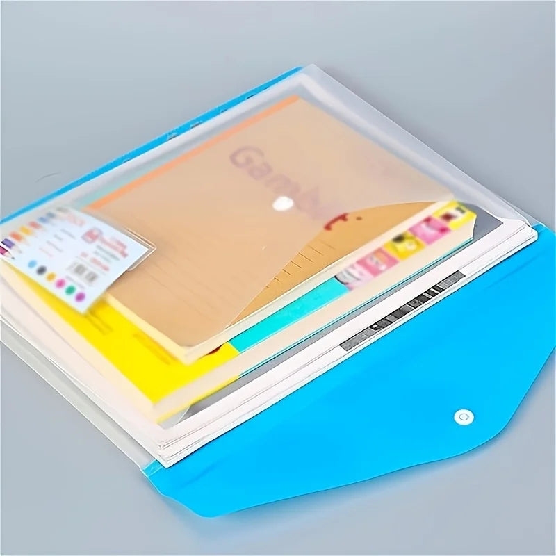 6pcs A4 Binder Pocket Plastic Envelopes, Expand Binder Folders, 6 Color Stereoscopic Transparent File Bags with Record Labels