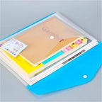 6pcs A4 Binder Pocket Plastic Envelopes, Expand Binder Folders, 6 Color Stereoscopic Transparent File Bags with Record Labels