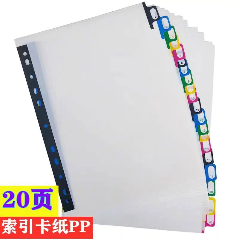 5/10/20Sheets/Lot A4 Divider Index Page Tab Cards For 11-Holes Ring Binders Notebooks Stationery Bookmark School Office Supplies