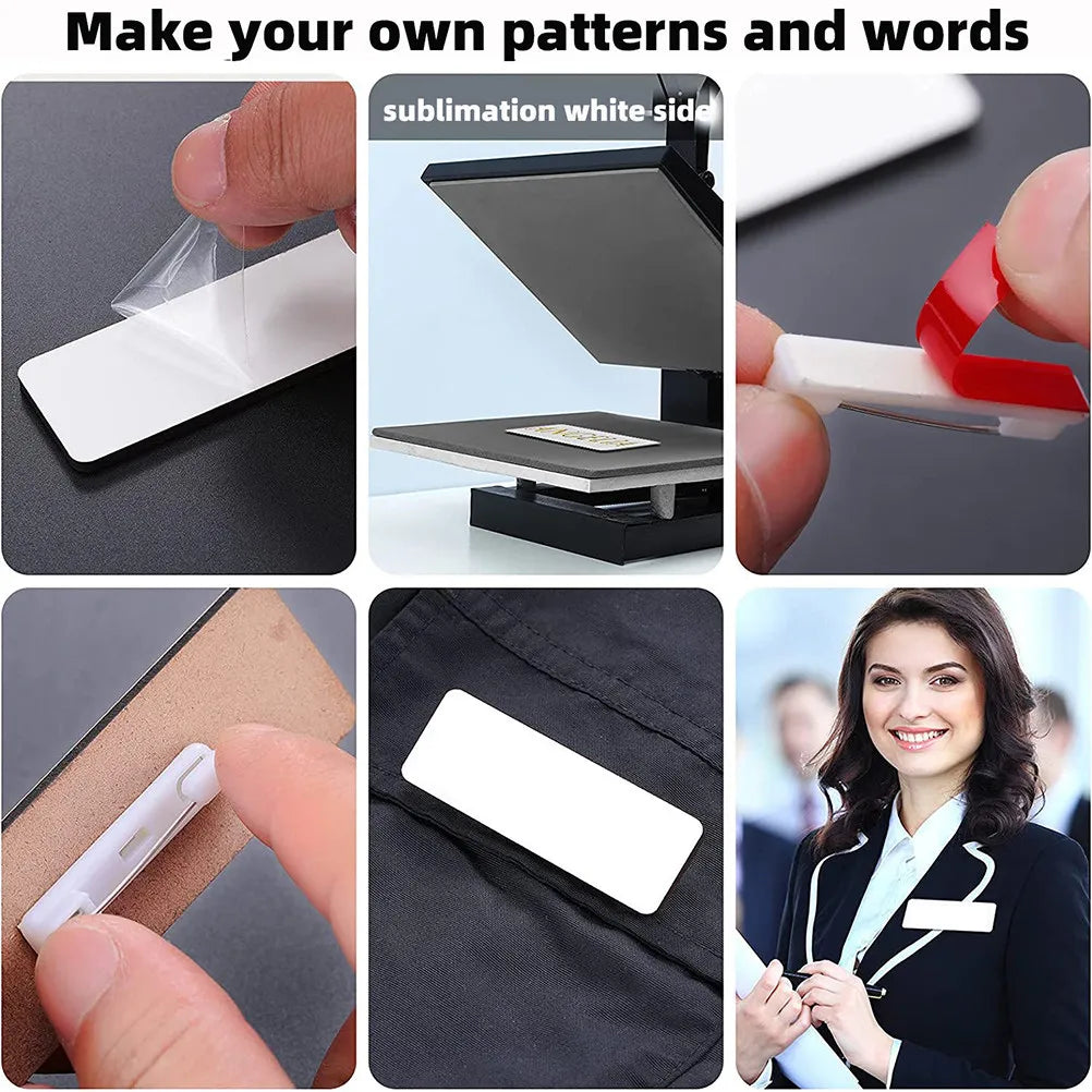 16Pcs Blank Name Badges with Pin Premium Density Board DIY Name Tag Pin for Students Workers Teachers Cafes Hotels Airlines