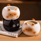 1Pc Siamese Cat Coffee Cup, Creative Cute Kitten Mug, High-Quality Exquisite Cup, Suitable for Coffee Shop Latte Art, Office, Living Room, Home, Bedroom Drinking Cup, Afternoon Tea Flower Tea Black Tea Cup, Gift