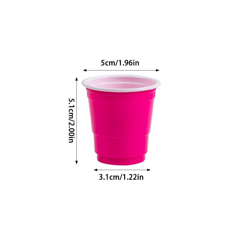 50pcs Mini Plastic Disposable Cups Drinking Cups Wine Cup for Celebration Bachelorette Party Events Wedding Birthday Supplies