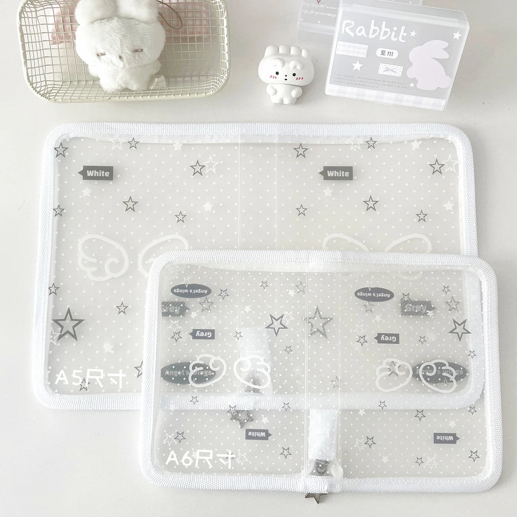 A5/A6 PP Twill Zipper Pouch Cute Stationery Storage Folder File Document Bag Zip File Folder School Office Supplies