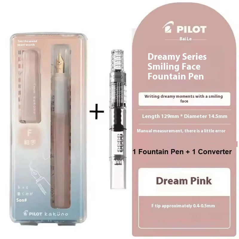 Pilot Kakuno Fountain Pen,Limited Edition Madoromi White (F/M Nib) for Students, Calligraphy& Daily Writing Japanese Stationery