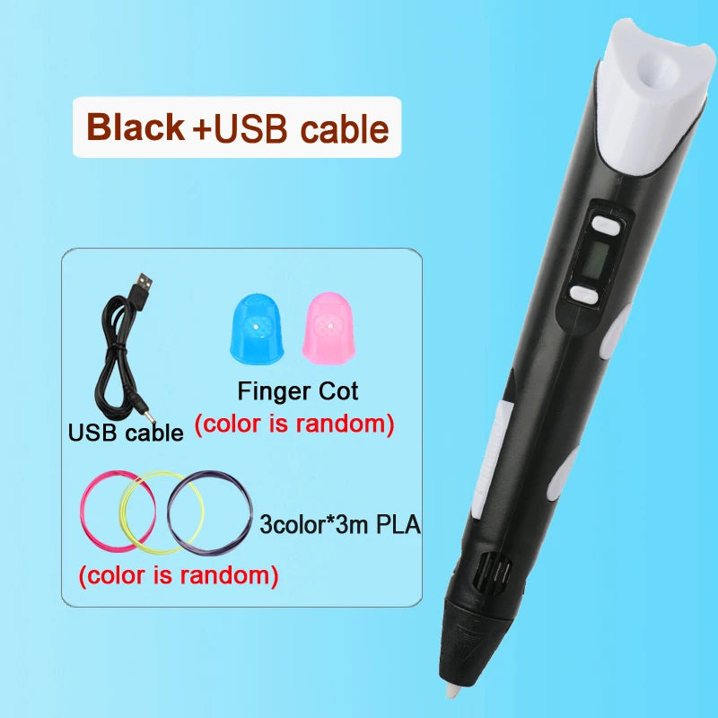 3D Printing Pen With LCD Screen Compatible PLA Filament Drawing Pen Safe Paiting for Children DIY Boys Girls Birthday Gifts