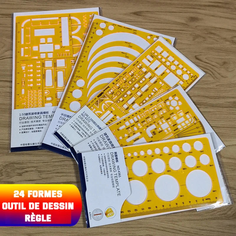 Template Measuring Ruler Circular Oval Ruler Durable K Resin Drawing Design Furniture Architect Template Drafting Ruler