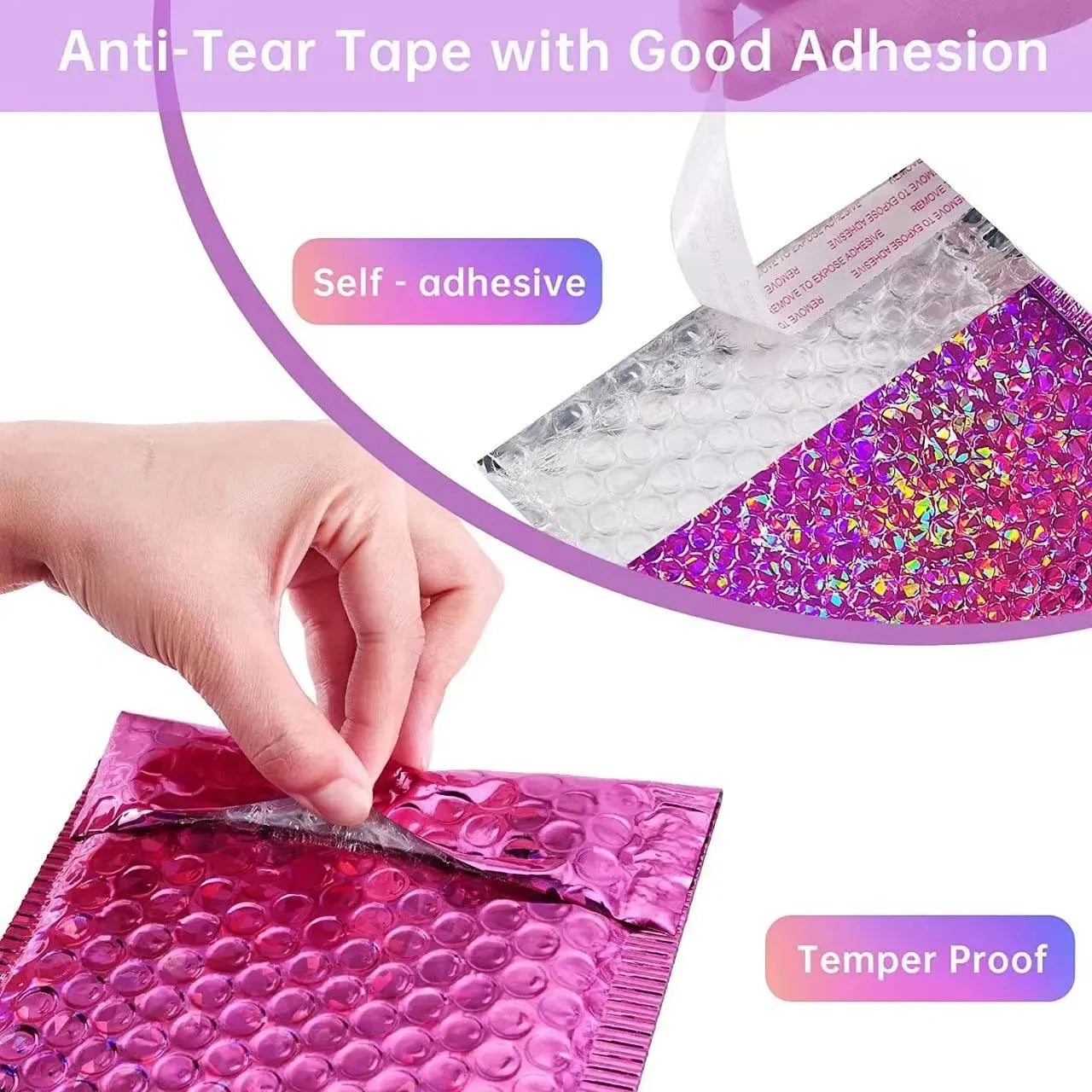 50 Pcs Golden Bubble Mailers Pink Poly Bubble Mailer Self Seal Padded Envelopes Gift Bags Laser Packaging Envelope Bags for Book