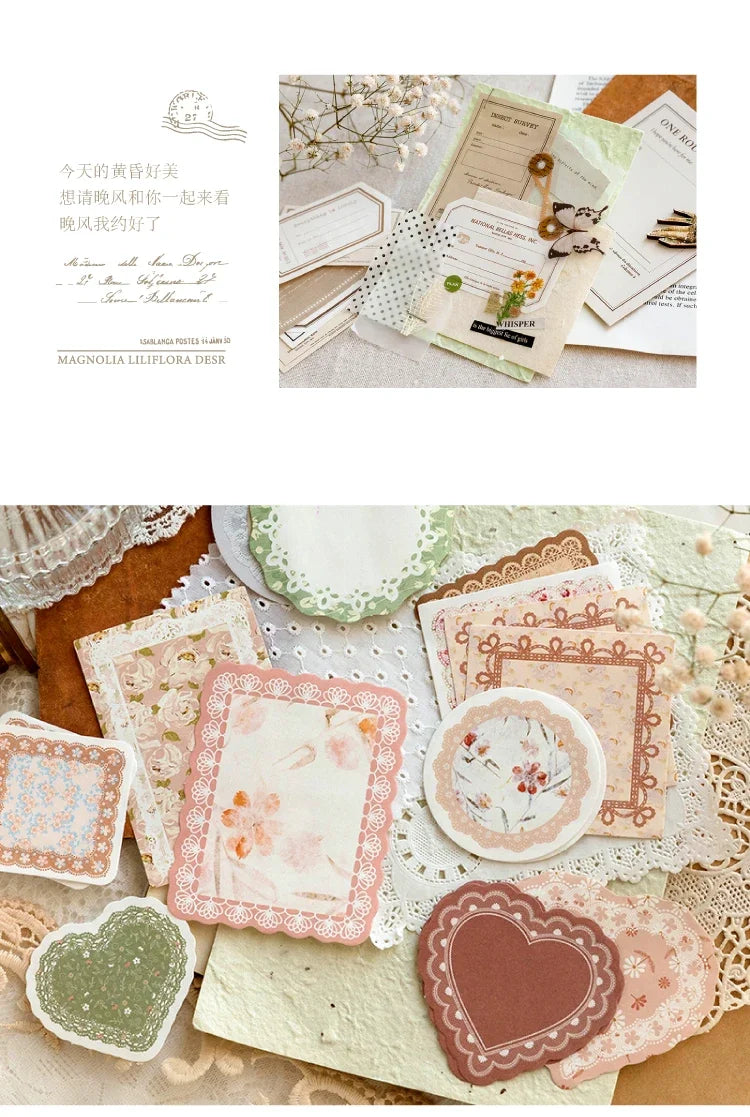 Journamm 100pcs/pack Creative Memo Pads Set DIY Scrapbooking School Supplies Collage Stationery Junk Journal Vintage Notes Paper