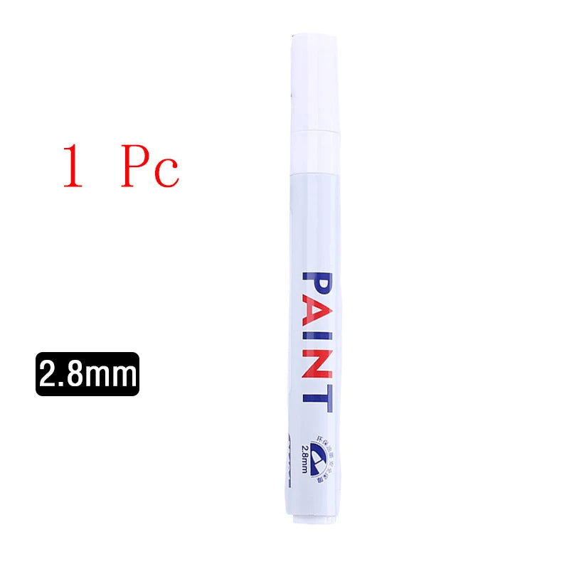 5pcs White Marker Paint Pens Waterproof Rubber Permanent Marker Pen Car Tyre Tread Environmental Tire Painting DIY Graffiti Pens