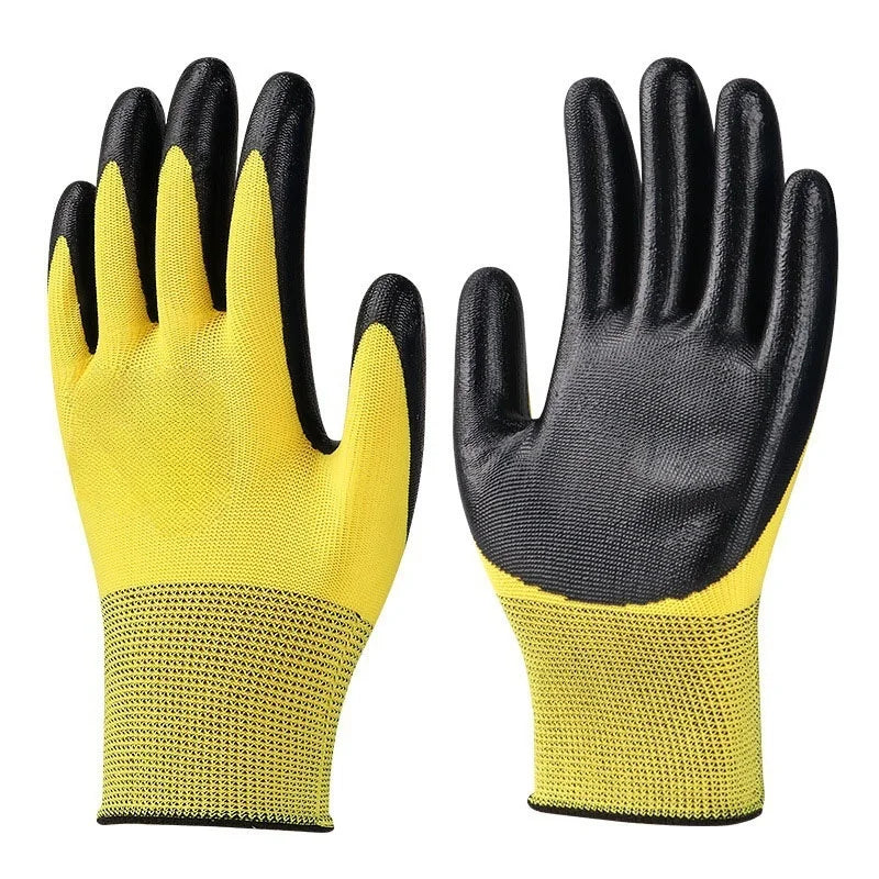 1/10pairs Non-slip Thicken Latex Rubber Safety Work Gloves Palm Coated Gloves Mechanic Working Gloves for Garden WorkTools