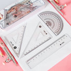 8 In1/Set Compass Ruler Iron Box Binding Mathematical Geometry Plate Stationery Math For Students Drawing,Protractor Accessori