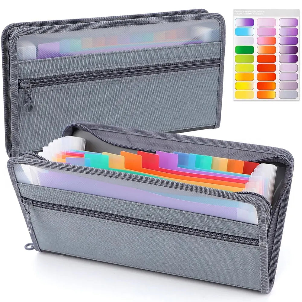 1 Pack A6 Expandable Document Organizer, 13-Pocket Zipper Accordion File Bag, for Cards, Bills, Receipts, Coupons and Cash