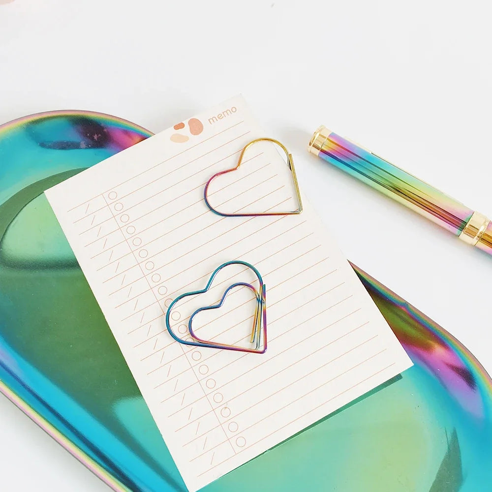 30/50pcs Heart Metal Paper Clips Binder Clip Mini Bookmark Book Binding Note Decor Stationery School Office Binding Supplies