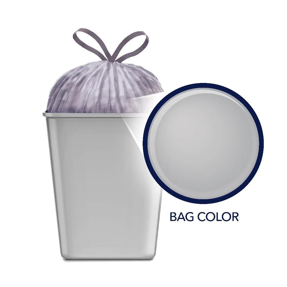 Medium Drawstring Trash Bags with Simply Clean Scent, 8-Gallon, 40 Count, Microban Protection