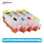 Refillable Ink Cartridge For HP 670 Ink Cartridge 4 Color with ARC Chip For HP 670 Deskjet 3525 4615 4625 5525 Printer
