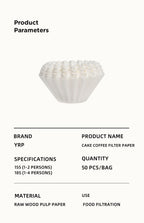 YRP Coffee Filter Papers 50 Sheets 1-2Cups 3-4Cups Paper Filter #155  #185 Pour Over Coffee Dripper & Wave Dripper Barista Tools