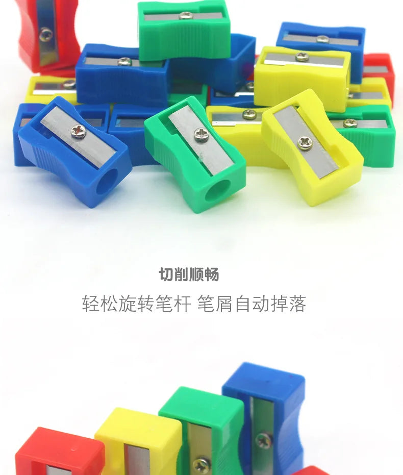 8pcs Mini Colored Single Hole Rectangular Plastic Pencil Sharpener for Elementary School Students, Manual Turning Pencil Sharpe