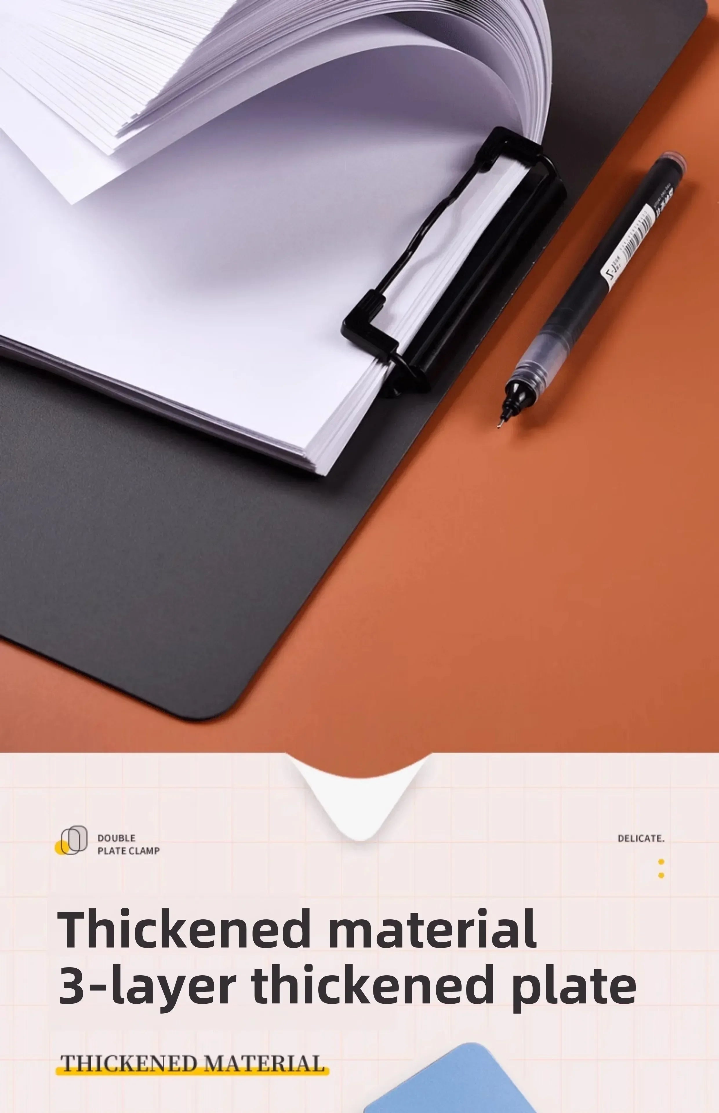 New A4 File Folder Clipboard Writing Pad Memo Clip Board Double Clips Organizer School Office Stationary