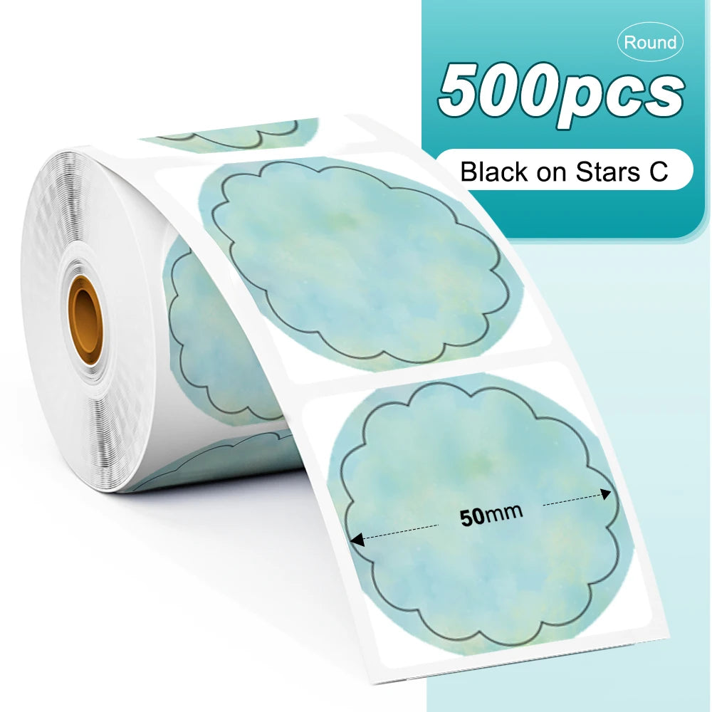 Phomemo PM241 Shipping Printer Label Sticker Round Paper Square Label Rainbow Color for DIY Logo Design Small Business Adress