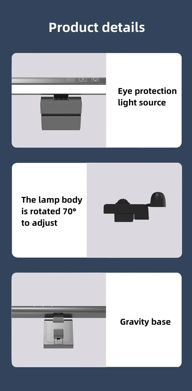 LED Screen Desk Lamp Eye Protection Stepless Dimming USB Night Lights Computer Screen Clip Monitor Learning Reading Table Lamps