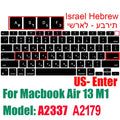 Hebrew Israel  Keyboard Cover for Macbook Pro14 A2442 Air13.6 M2 A2681 Pro13 M1 A2338 A2289 Waterproof Silicone protective film