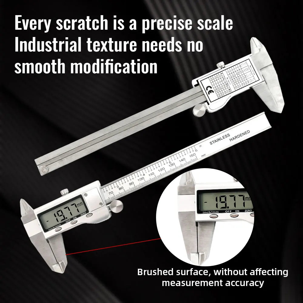 6-Inch/150mm Digital Vernier Caliper - Stainless Steel Electronic Micrometer with Depth Gauge, Precision Measuring Tool for Home