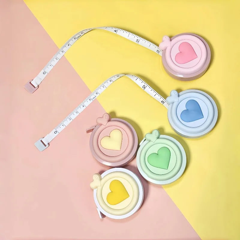 1pc Compact Retractable Pastel Heart-Shaped Mini Tape Measure - for Body Measurements, Clothing