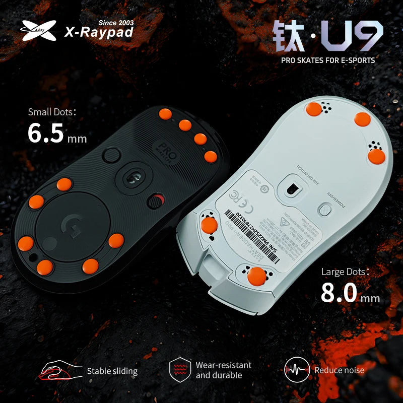 X-Raypad Titanium U9 Durable Mouse Skates for Universal Dot — Durable. Quiet. Control for Premium Gaming