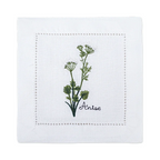 New Embroidered Herb Cocktail Napkin, Pure Linen, Lavender, Rosemary, Mint，Sage，Natural, Elegant, Tea Napkin, 15x15cm,