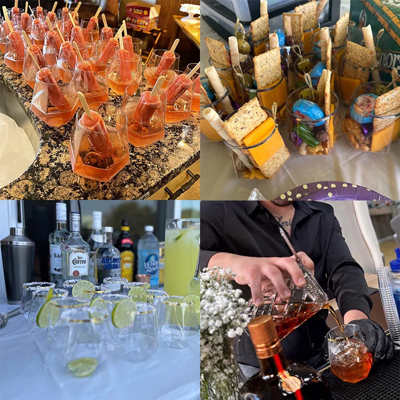 12-48PCS Diamond Plastic Wine Glasses Disposable Stemless Plastic Cups Whiskey Cocktail for Party Birthday Gathering Bars 12oz