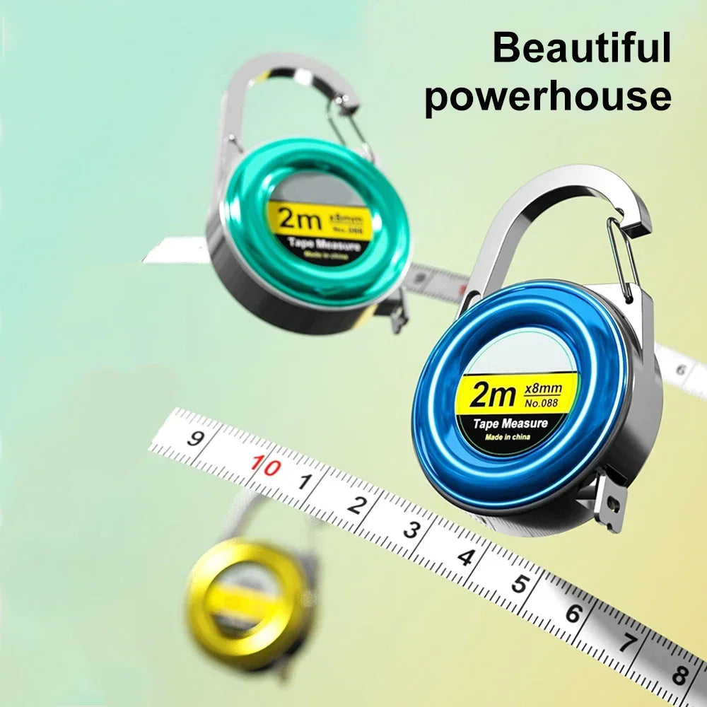 Retractable Keychain Tape Measur Portable Mini Centimeter Inch Retractable Ruler Roulette 2 Meter Measure Tape Gift