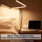 LED Desk Lamp Eye-Caring Desk Light with Stepless Dimming Adjustable Flexible Gooseneck with Clamp for Reading Study Workbench