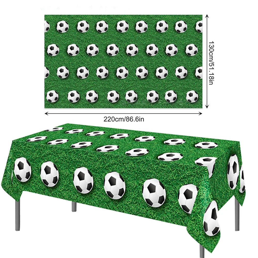 1pc Soccer Plastic Tablecloth Birthday Soccer Day for Soccer Birthday Decoration Disposable Party Soccer Table Cover Tableware